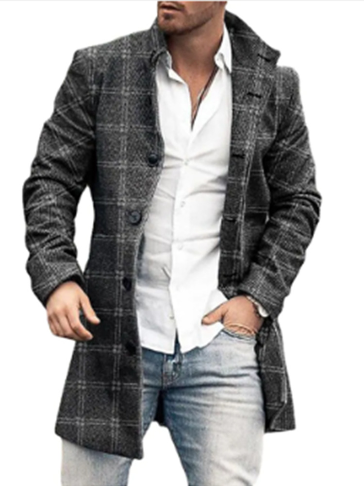 Giacca in lana stampata da uomo stile casual per inverno_voghion.com