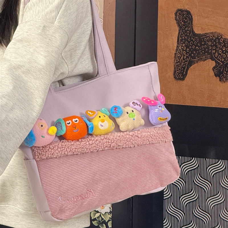 Cute Plush Large-Capacity Shoulder Bag for Women 2025 New Versatile Cartoon Tote Bag Small Fresh Handbag