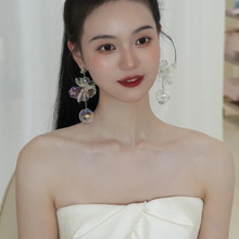 2023新款新娘耳环透明花朵超仙水滴婚纱耳饰个性跟妆造型配饰耳坠