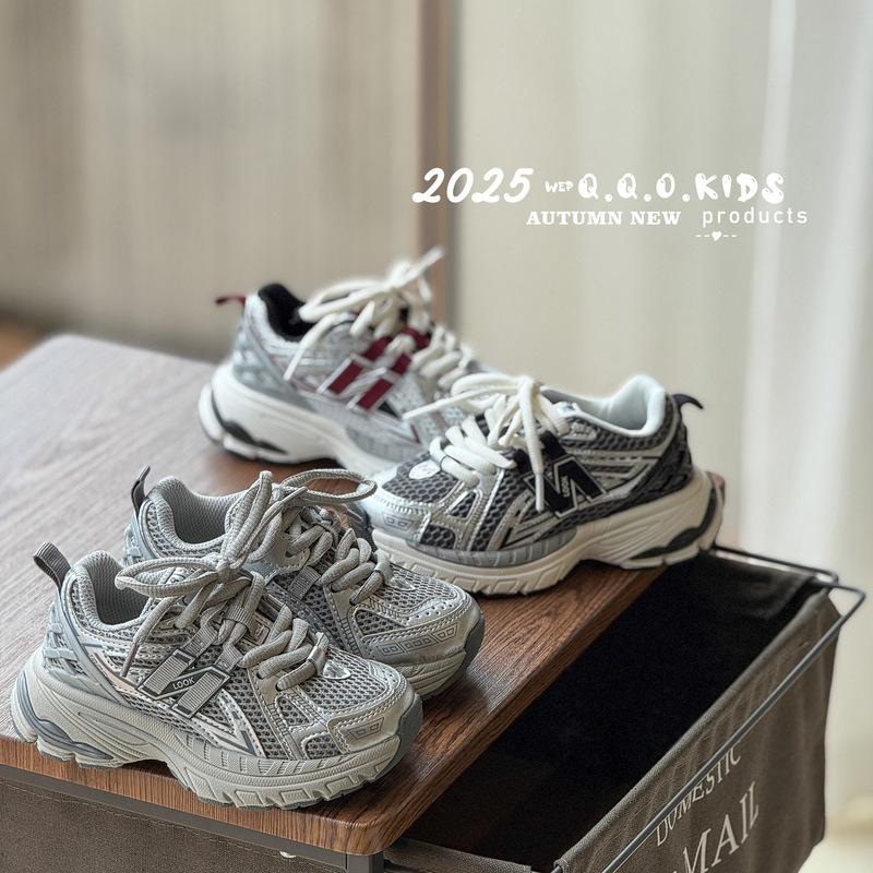QQO童鞋 2025秋季新款儿童运动鞋男女童老爹鞋网面透气休闲跑步鞋|undefined
