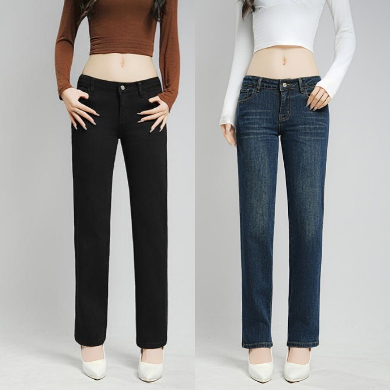Low-Waisted Straight-Leg Jeans for Women, New Spring and Autumn Style, Petite, Stretchy, Slim-Fit, Flattering, Cigarette-Style Straight Pants, Sexy Low-Waisted Straight-Leg Jeans for Women, New Spring and Autumn Style, Petite, Stretchy, Slim-Fit, Flattering, Cigarette-Style Straight Pants, Sexy