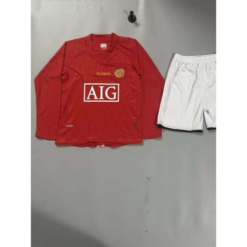 Red Devils Retro Jersey Children's Set Long Sleeve 0708 Children's Long Sleeve Fan Thai Style Children's Clothing
