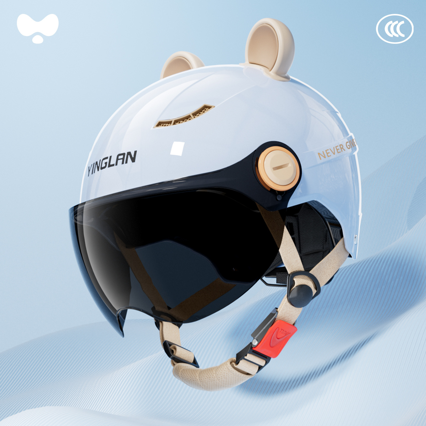 Winter Warm Motorcycle, Universal Motosiklet kaskı (dəbilqə) - 3c-youth-blue-sunscreen-short-mirror-class-a-new-national-standard