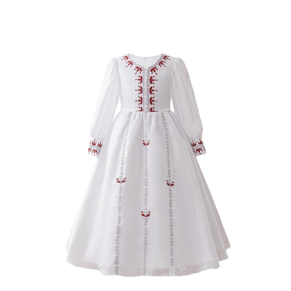 Transfronterizo amazon vestido infantil vestido de princesa nuevo bordado transpirable niñas vestido de comercio exterior largo para niños
