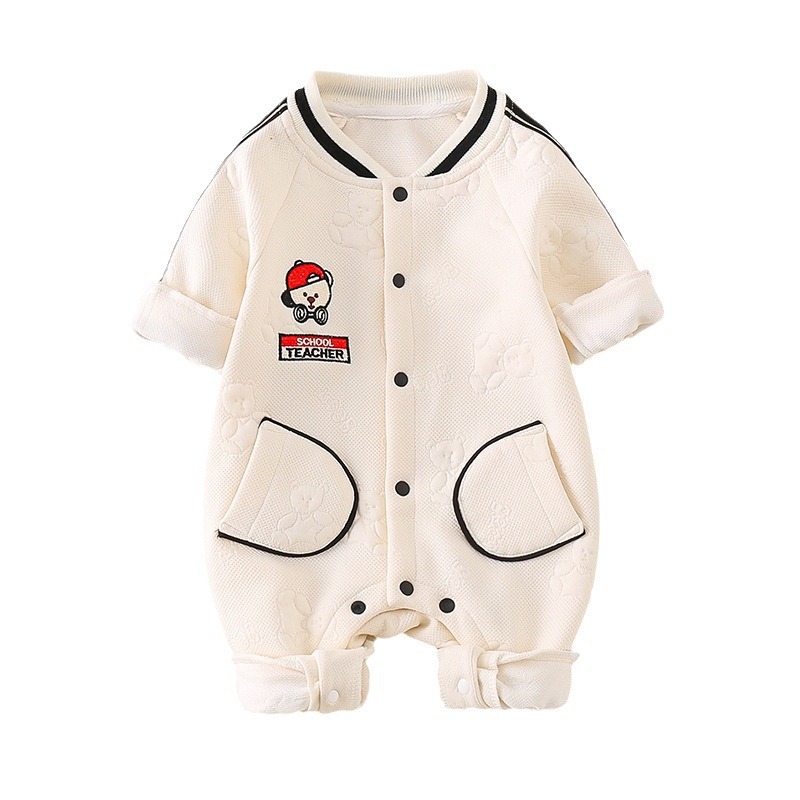 Bebé niños y niñas otoño cálido mono de dibujos animados bebé 0-1 años de edad doble capa mameluco estilo coreano mameluco