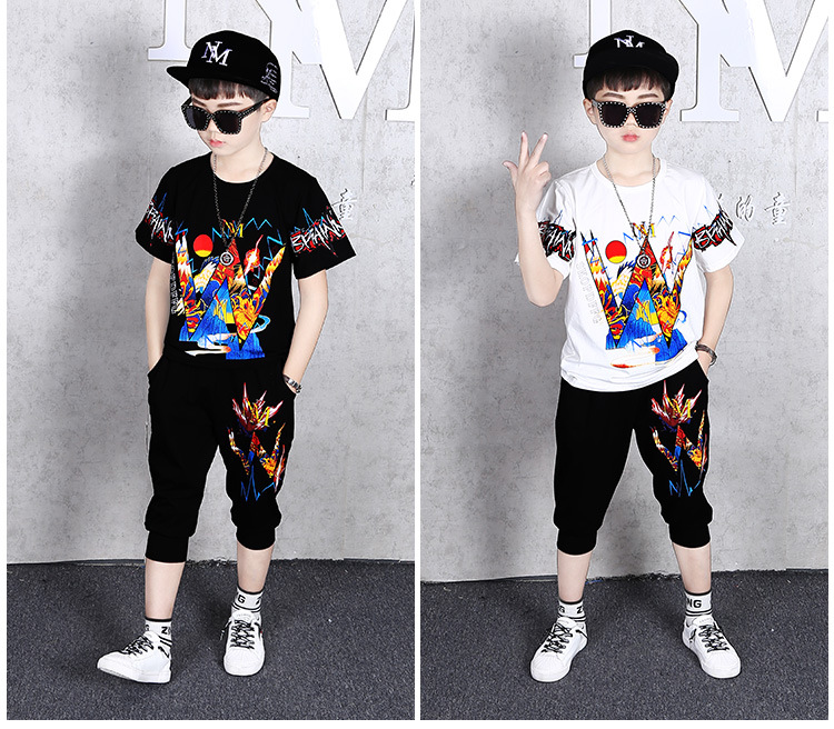 Kinder 2023 Neue Kurzarm Set Sport Trendy Coole und Hübsche Kleidung Sommer Große Jungen_voghion.com