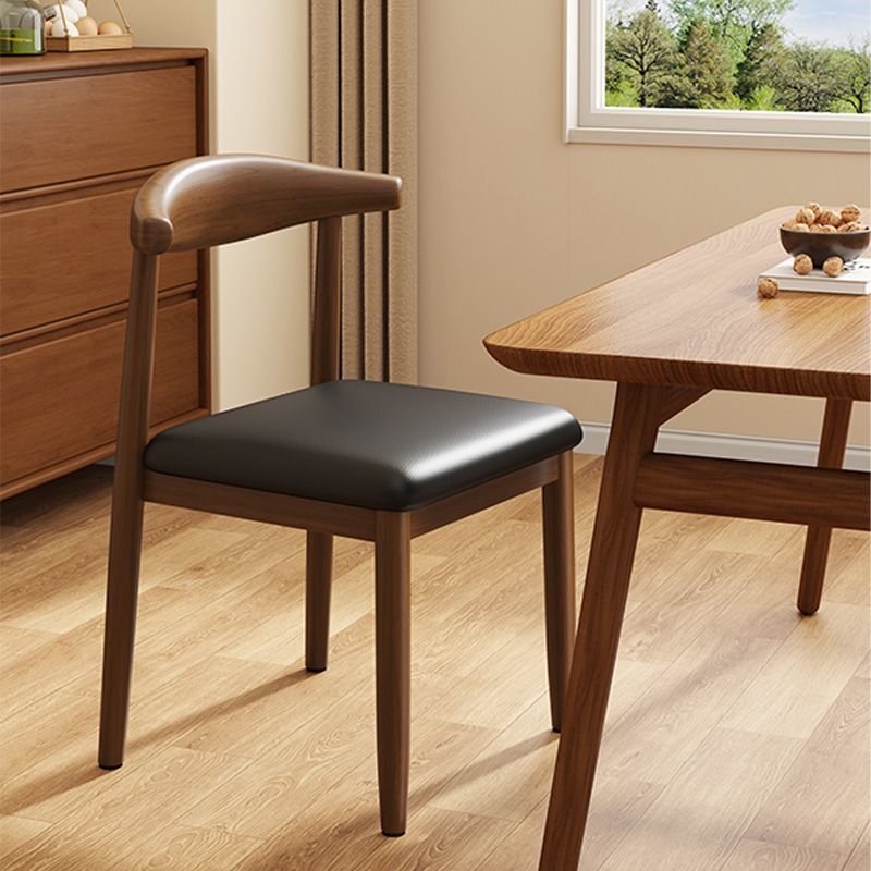 Nordic Style Dining Chair for Home Use, Faux Wood Iron Art Horn Chair, Bedroom Study Office Chair, Simple Computer Chair with Backrest