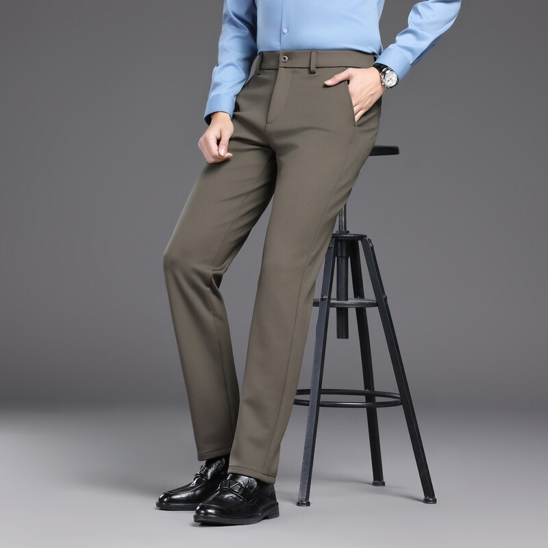 2025 Autumn and Winter Thick Mulberry Silk Casual Pants High-End Plus-Size Business Young and Middle-Aged Fashion Versatile Straight-Leg Trousers