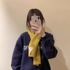 短いタイプの韓国eggファッション純色毛糸ニットマフラー女性冬百合気質坑条怠け者クロスマフラー