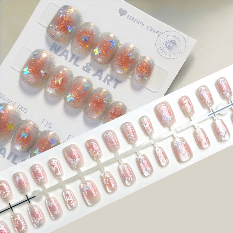 Atmosphere Cat's Eye Swirl Butterfly Blush Wear Armor White High-grade Sequins Korean Ins Cute Nail Art Patch Atmosphere Cat's Eye Swirl Butterfly Blush Wear Armor White High-grade Sequins Korean Ins Cute Nail Art Patch