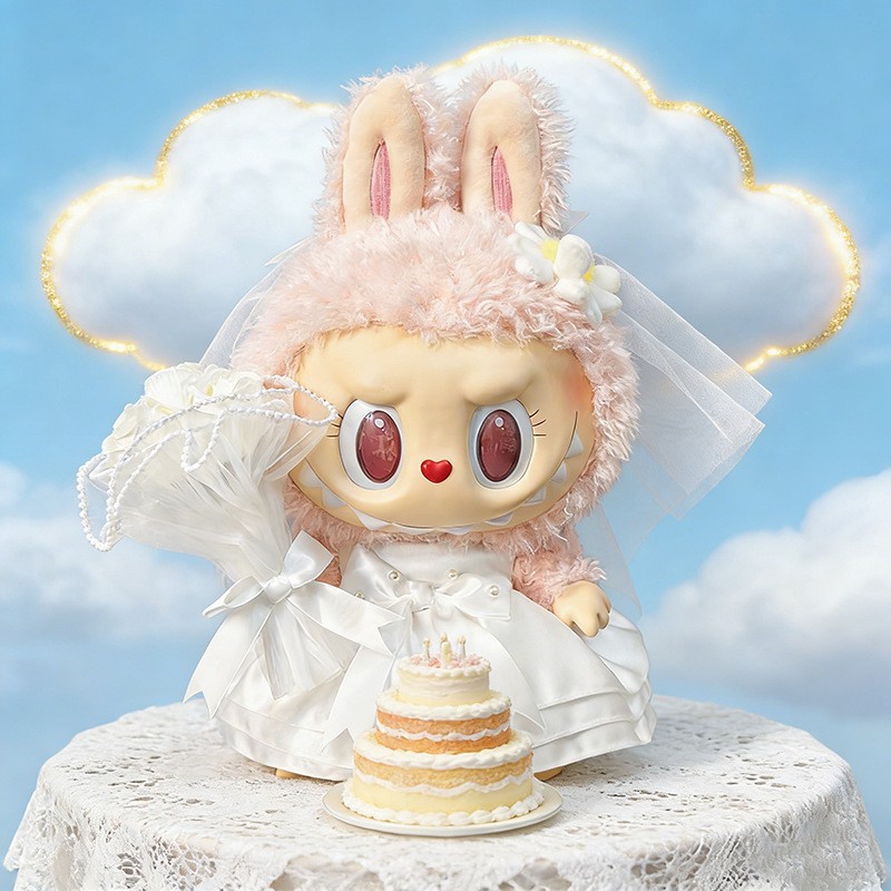 Ropa de muñeca de peluche de vinilo Labubu de 38cm para ropa de muñeca La Bu Time to Chill