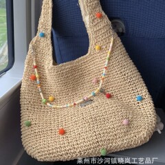 怠惰な風の海辺の通勤シングル肩の特包休暇の編み物バッグの女性の夏のカラーポイントは透かし彫りのわきの下で大容量を包みます。