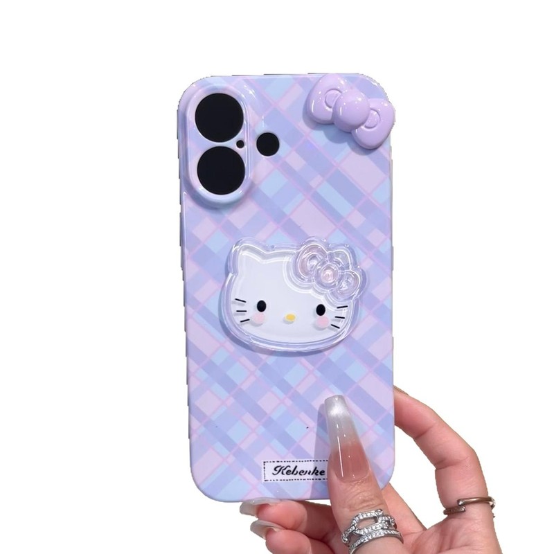 チェック柄 KT リボンは Apple/Huawei/oppo/Xiaomi/vivo 落下防止フィルムの新しい携帯電話ケースに適しています|undefined