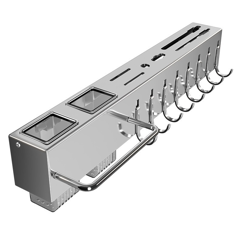 Estante de cocina sin perforación tipo pared multifuncional soporte de cuchillos de acero inoxidable estante de almacenamiento de cuchillos de cocina integrado