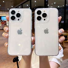 适用苹果15PROMAX太空透明手机壳iPhoneXS透明太空黑色软壳保护套