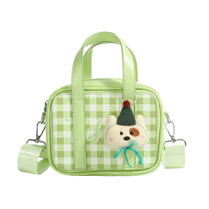 Bolso cuadrado pequeño para niños y niñas a cuadros de dibujos animados, mini cinturón de estilo occidental, bolso para niños, monedero para niñas lindas
