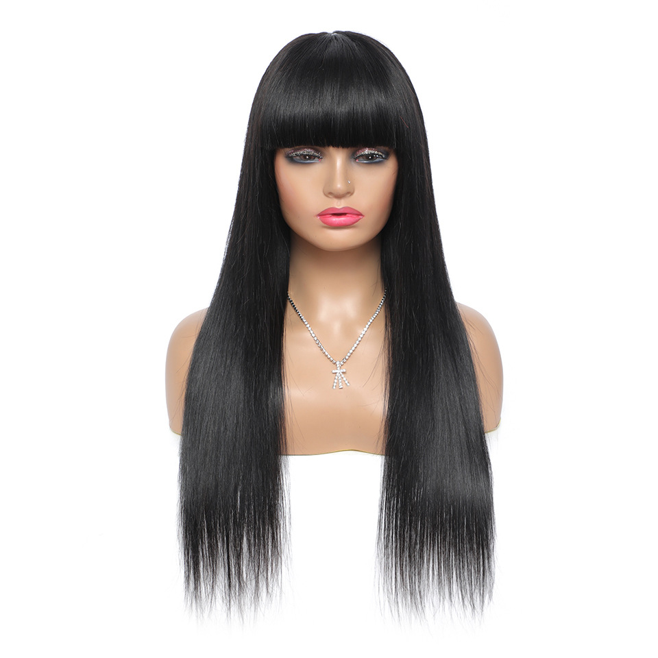 Human hair wig headgear without lace ful...