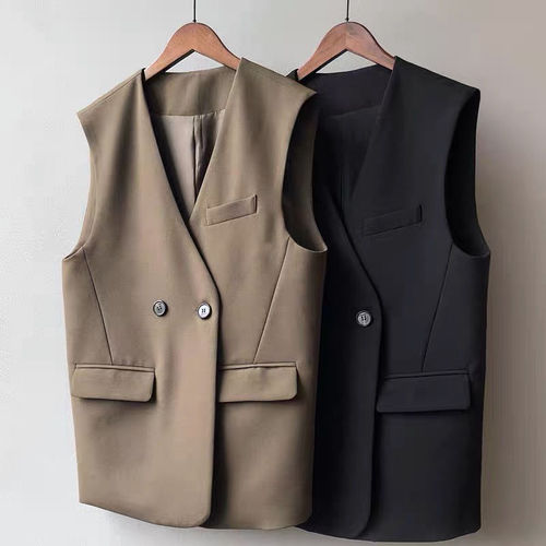 Suit vest for women spring autumn summer mid-length British style French sleeveless vest vest thin vest jacket