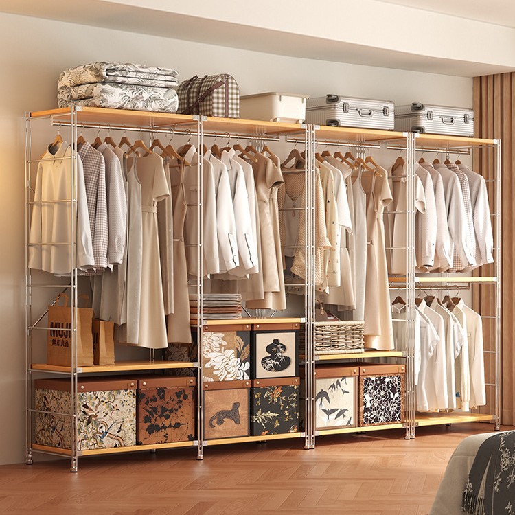 Colgar percha de ropa piso dormitorio armario doméstico walk-in armario estante de ropa abierto estante de ropa percha de sombrero