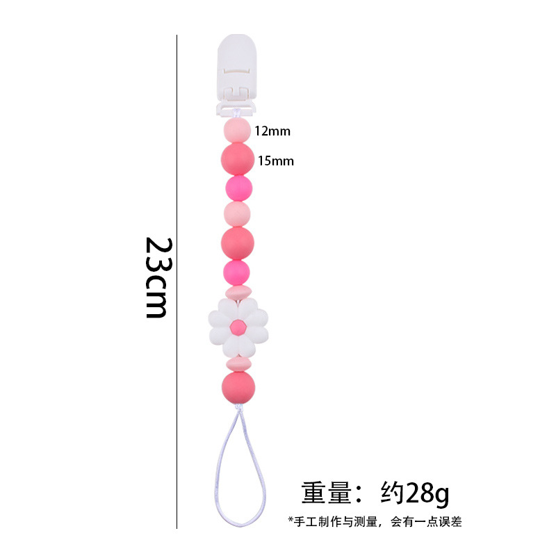 Productos para bebés Clip de chupete de plástico de bricolaje para bebés Creativo para bebés Little Daisy Silicona Mouth Pezones anti-caída de la cadena