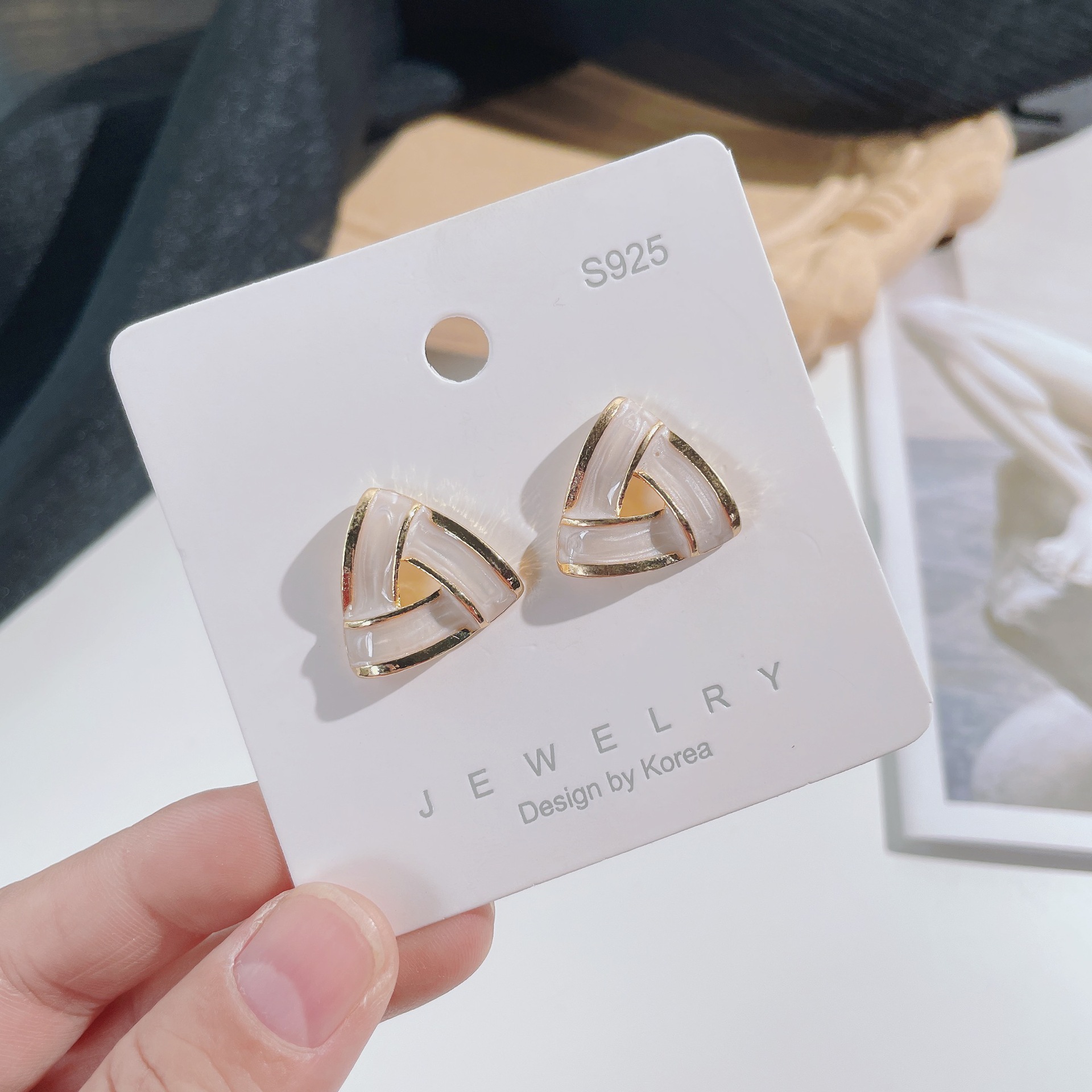 Korean geometric earrings retro triangle earrings