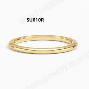 S925 Sterling Silver Gold-Plated Glossy Plain Gold Ring Classic Fashion Versatile Style Multiple Stacking K Gold Rings for Men and Women