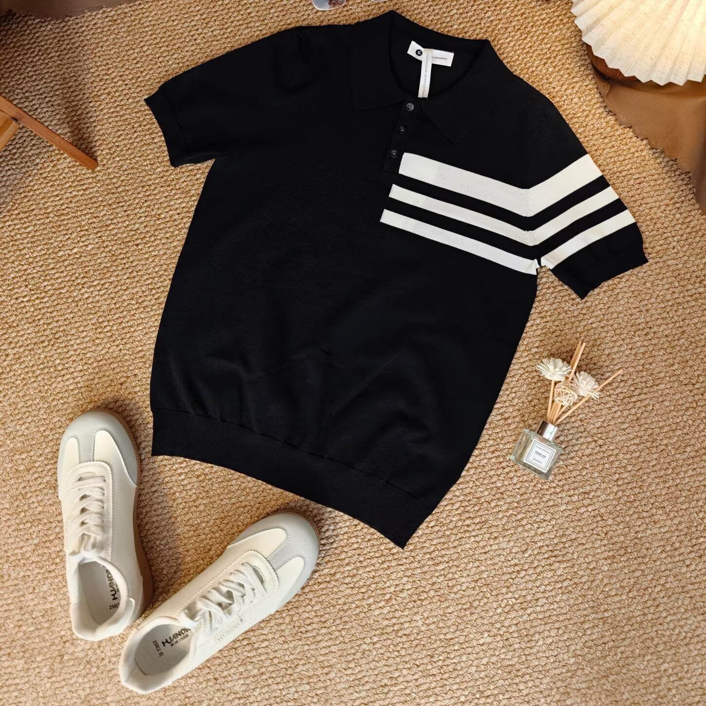 Camisas de polo de manga corta, camisetas de punto de tres barras de verano, fábrica de venta al por mayor.