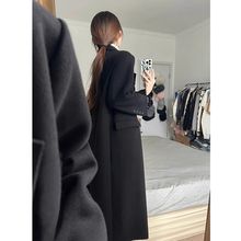 羽绒服内胆黑色呢子大衣女冬季新款赫本风加厚白鸭绒毛呢外套
