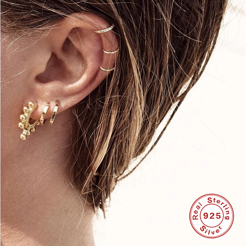 1 Piece Quantity 1 Piece 925 Sterling Silver Zircon Geometric Ear Cuffs