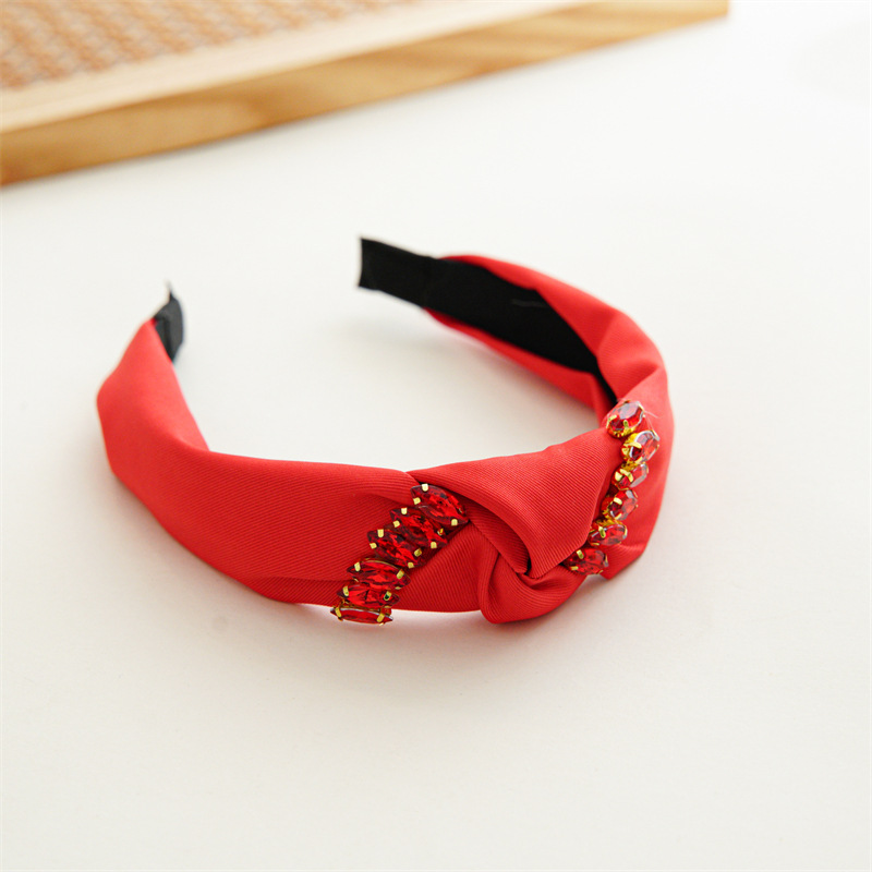 Women's Simple Style Knot Cloth Handmade Inlay Rhinestones Hair Band display picture 13