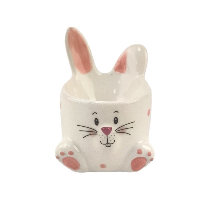 Conejo de Pascua transfronterizo Taza de huevo Artesanía de cerámica creativa Decoración del hogar diario Taza de conejo Decoración linda Dehua