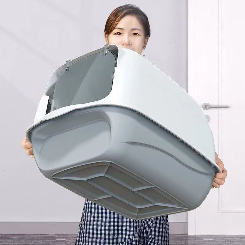 Oversized cat litter box fully enclosed cat toilet odor proof sand cage kitten excrement basin cat supplies
