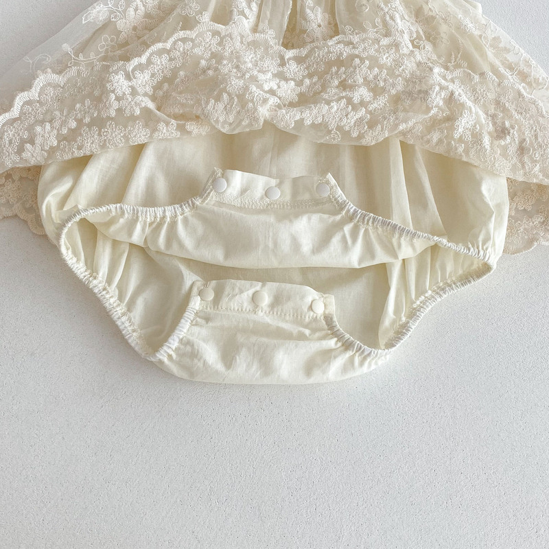 ベビー夏服、薄手の女の赤ちゃんジャンプスーツ、満月と100日のお祝い服、甘いプリンセスドレス|undefined