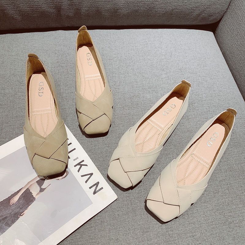 Flat design sense of late wind single shoes female 2023 spring new soft skin fairy wind gentle milk shoes for pregnant women