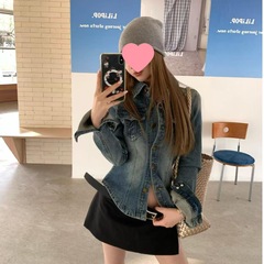 美式复古牛仔外套女春秋2025新款高级感收腰修身显瘦百搭夹克上衣