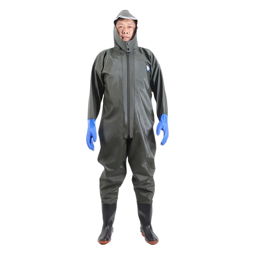 Wholesale sales of all green body water pants gloves fishing clothing pond wading pants large quantity discount