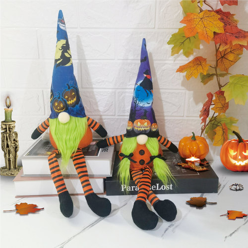 Cross-border Halloween glowing faceless figure party decoration, night light long legged sitting posture lighted doll props ornament