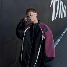 拼色棒球cleanfit夹克棉服机车皮衣冬季加厚外套男