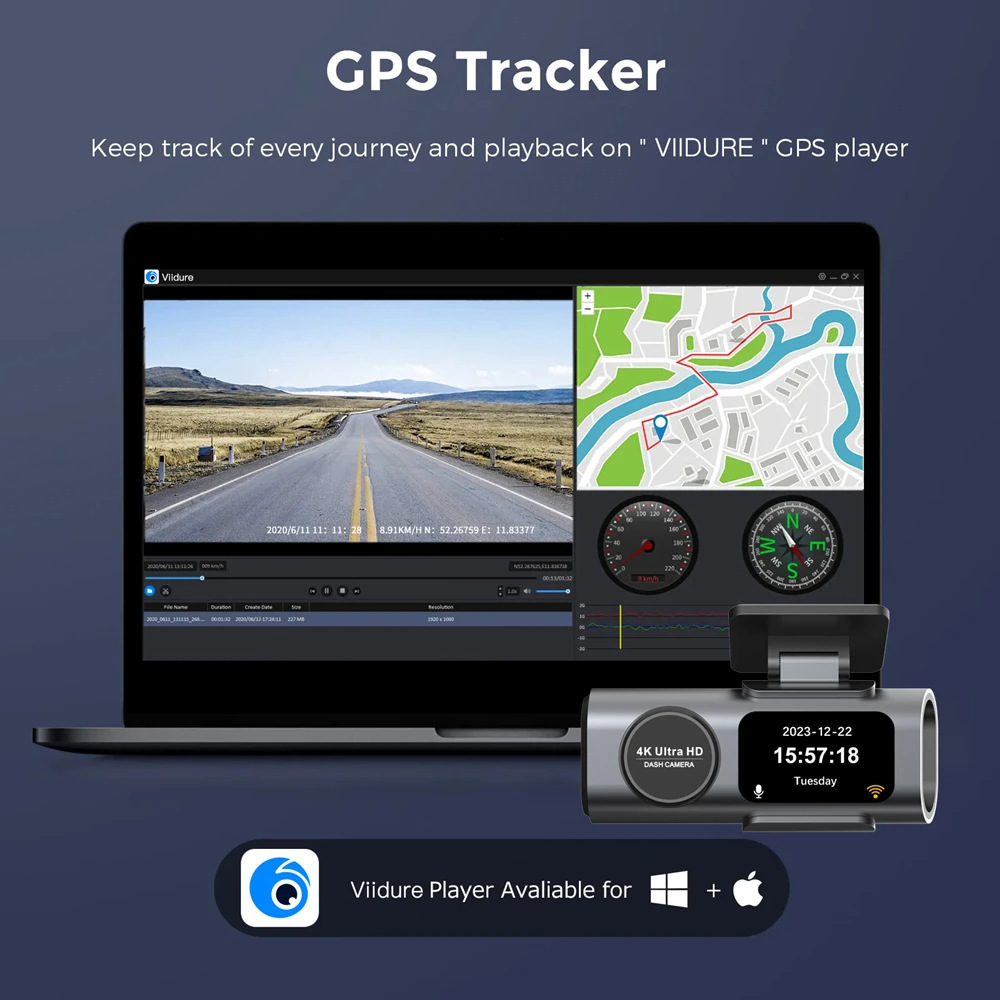Cross-border 4K driving recorder ultra-high definition front and rear dual camera ultra-wide angle night vision GPS parking monitoring reversing image