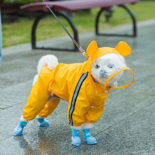 Cartoon puppy shoes Pomeranian Bichon Teddy shoes set of 4 waterproof rain boots foot covers pet silicone rain boots