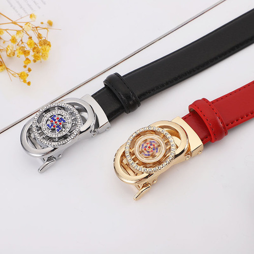 Women's belt genuine leather automatic buckle Korean style sweet and versatile belt for women 2.4cm wide wholesale