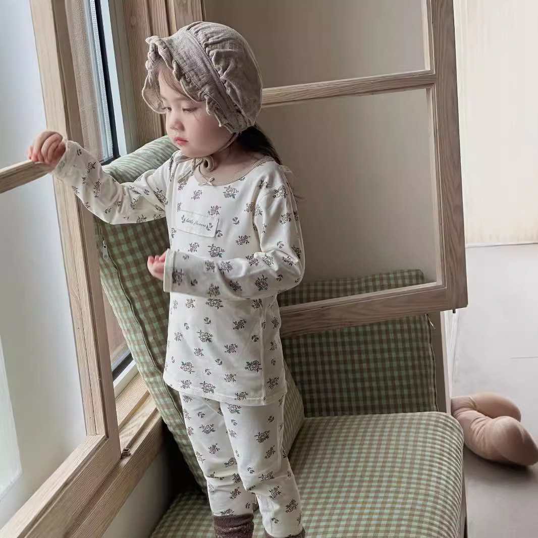 Anmeiya Children's Pajamas Lycra Intimates Set Children's Home Clothes Long-Sleeved Trousers Autumn Clothes Autumn Trousers Manufacturer Wholesale