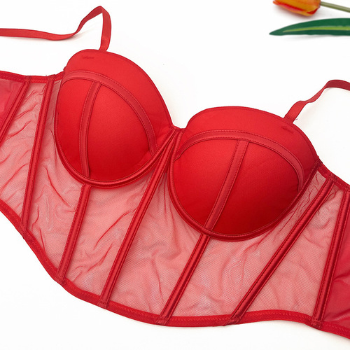 French sexy soft steel ring bra vest fish bone body shaping underwear women's small chest gathered anti-sagging bra exquisite