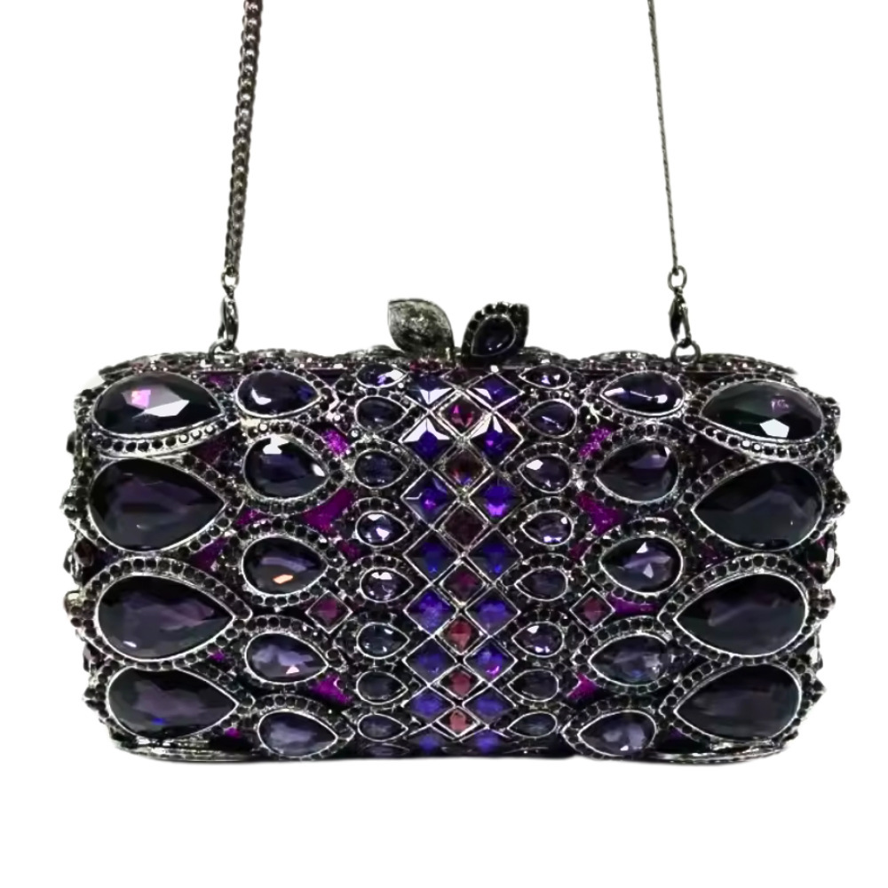 Bolsa de embrague de piedra transfronteriza nueva bolsa de banquete de cristal con diamantes, bolsa de banquete europea y americana hueca con diamantes completos, bolsa de mujer