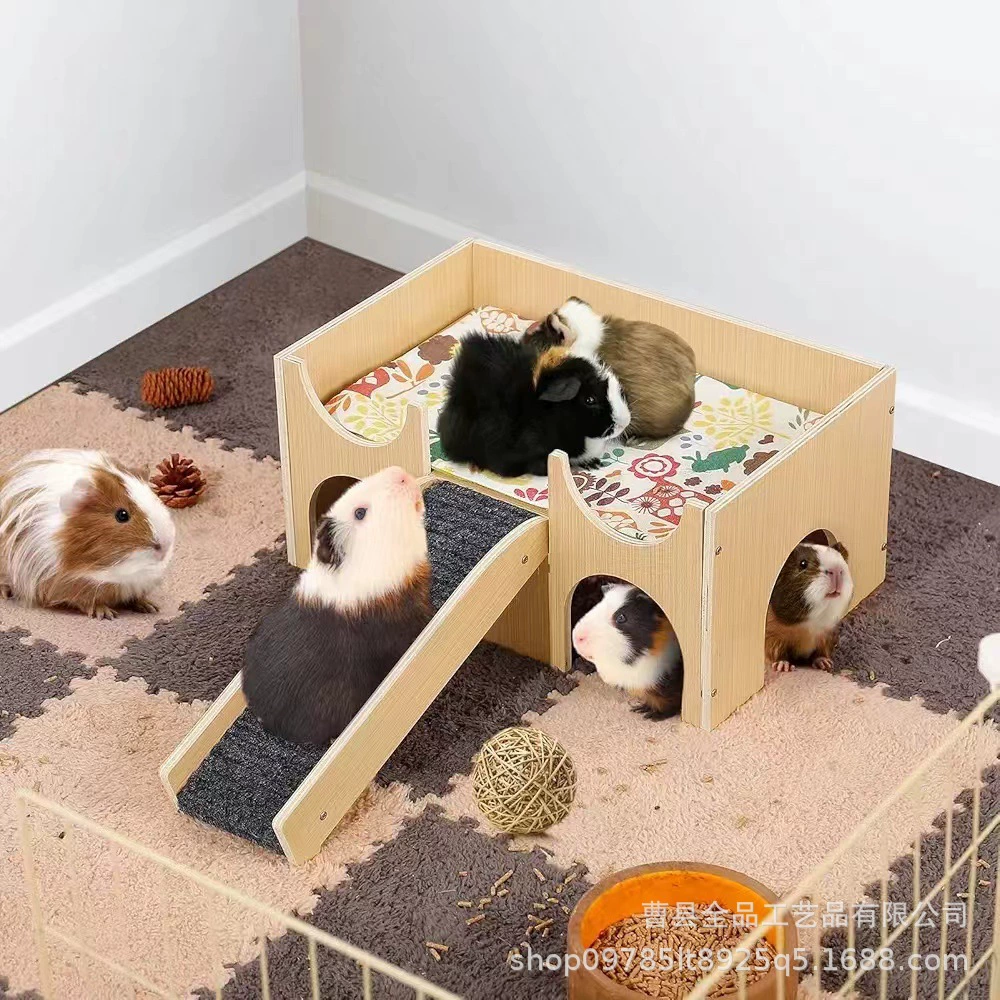 Деревянный укрытие морской свинки Съемный дом морской свинки Деревянная среда обитания маленьких животных Деревянный замок хомяка