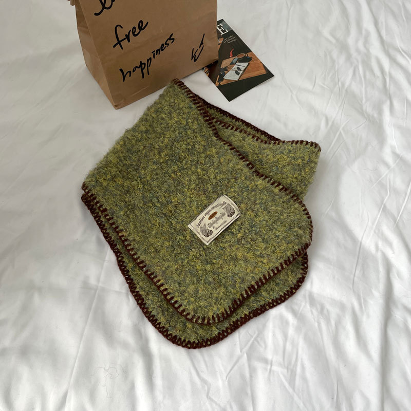 곰돌이 오버로크 머플러 - 그린