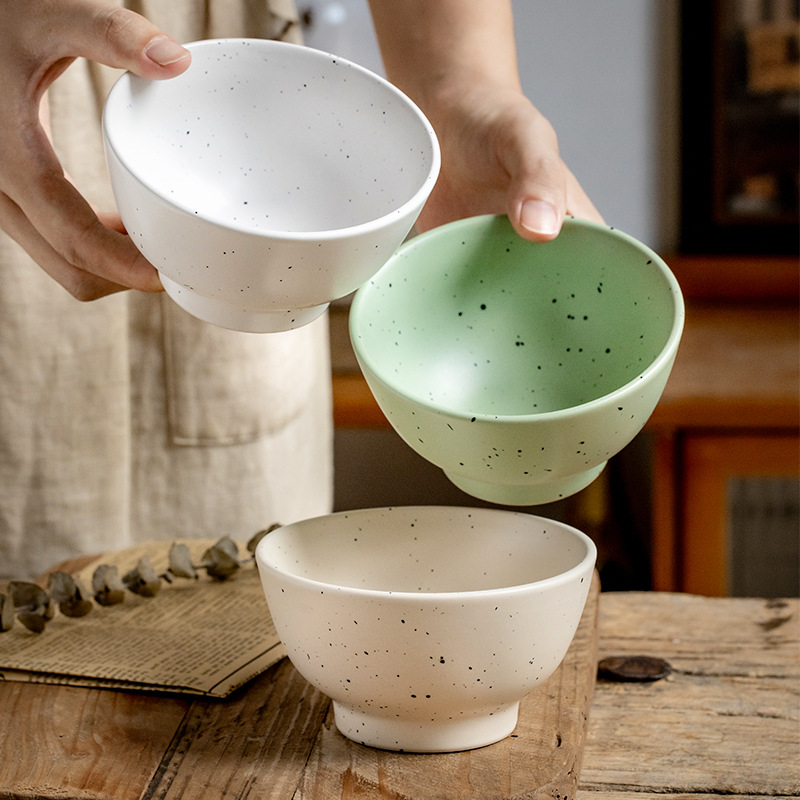 Tacos de arroz mate retro de alto valor de tinta, tazón de cerámica, tazón de postre, exportación transfronteriza