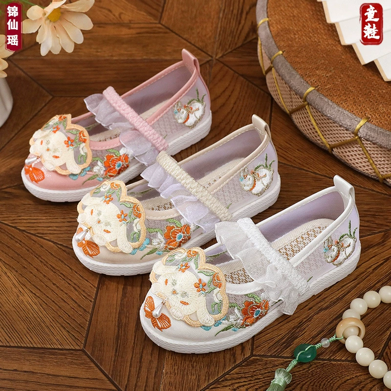 Прямые продажи с фабрики, туфли династии Хань для девочек, новый стиль, старые тканевые туфли Пекина, детские туфли ручной работы с вышивкой, летние сетчатые туфли