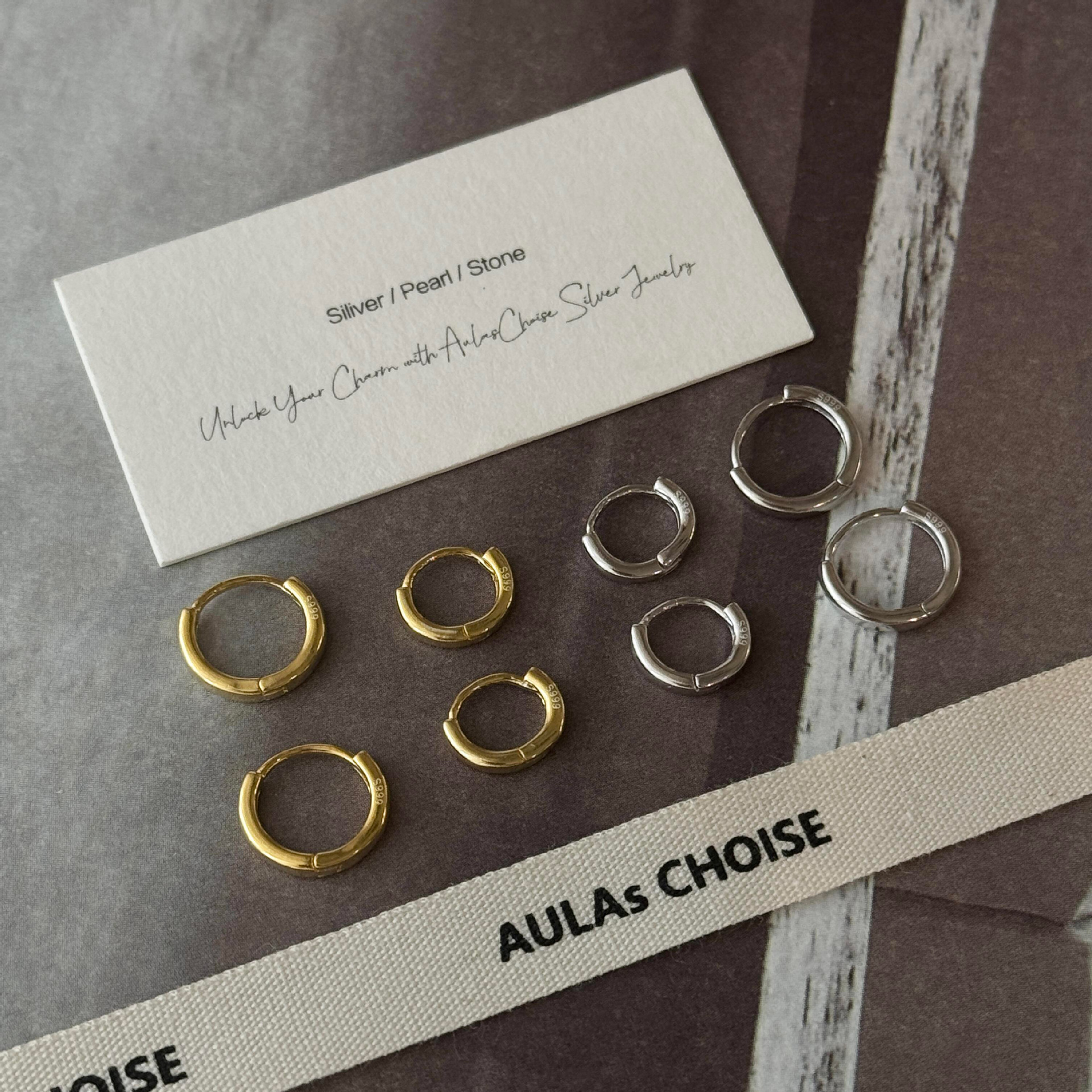 S925純銀光面素圈耳環女男韓國簡約ins小眾設計基礎款養耳洞耳圈