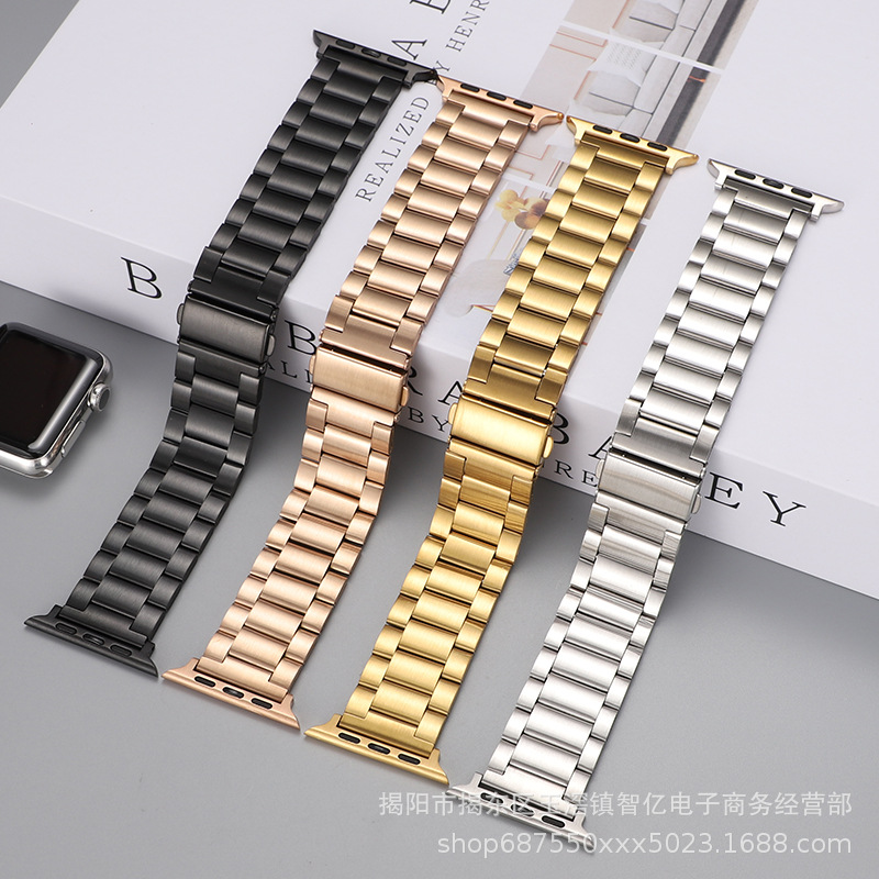 for apple iwatch huawei three beads stainless steel strap huawei buckle applewatch smart watch strap